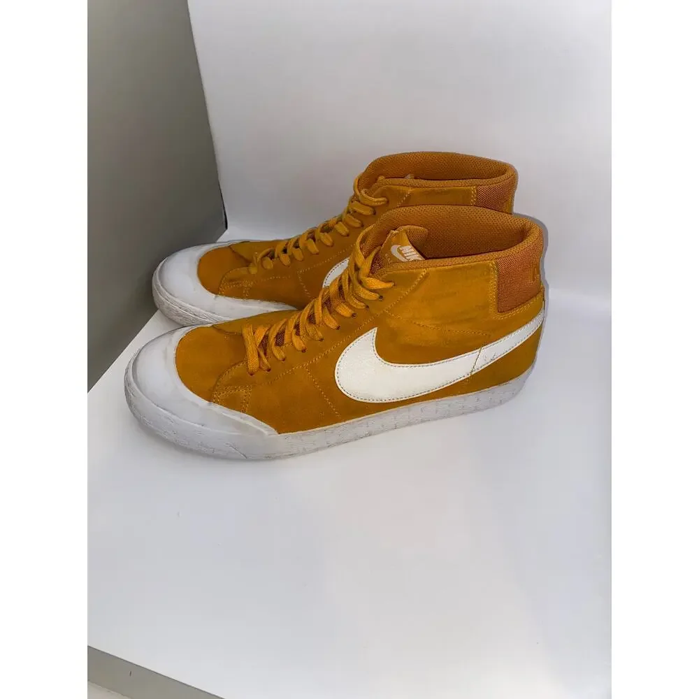 Nike SB Blazer Mid XT Circuit Orange Mustard Gold Suede Skate Shoes Mens 10.5